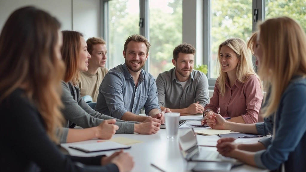 Groep studenten in een interactieve Nederlands training