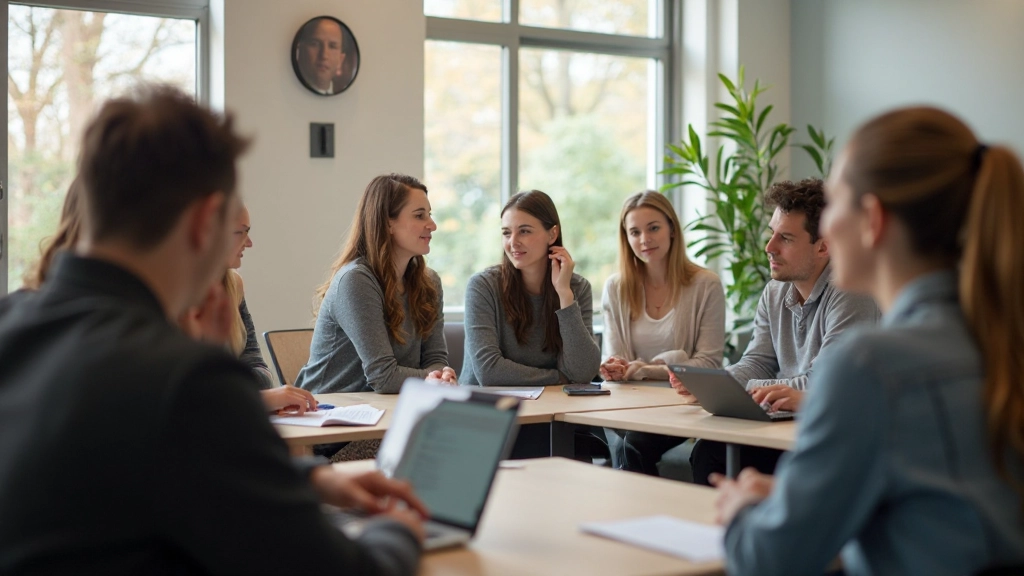 Nederlandse taaltraining klaslokaal met studenten